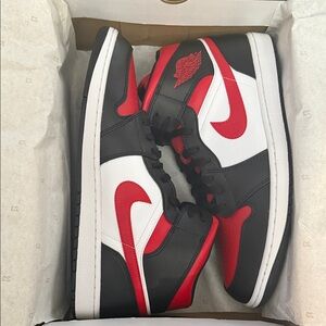 Nike High-Top Sneakers in Red, Black, and White